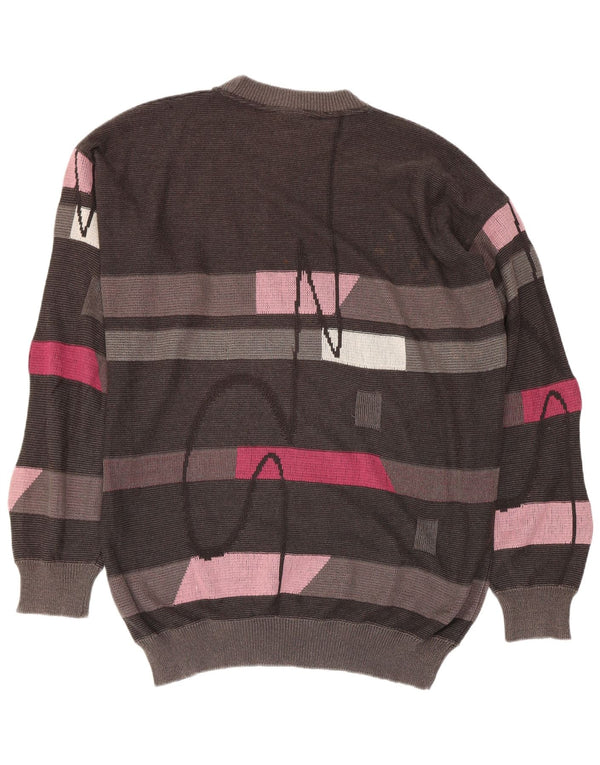 Monte Carlo Mens Graphic Crew Neck Jumper Sweater XL Black Striped