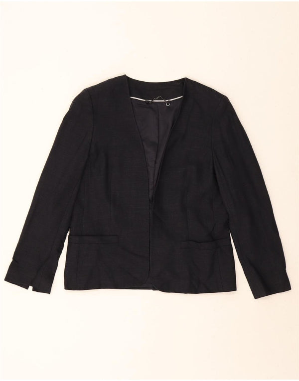 JIGSAW Womens Open Blazer Jacket UK 10 Small Navy Blue Viscose