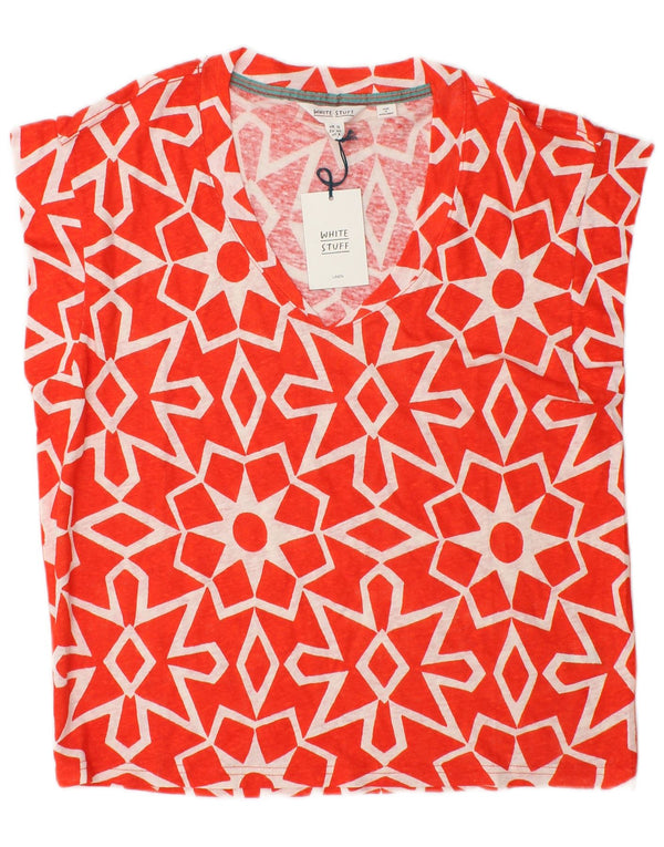 Camicetta da donna White Stuff Top UK 12 Lino geometrico rosso medio