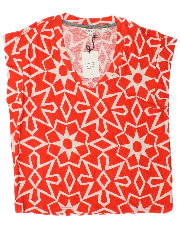 Camicetta da donna White Stuff Top UK 12 Lino geometrico rosso medio