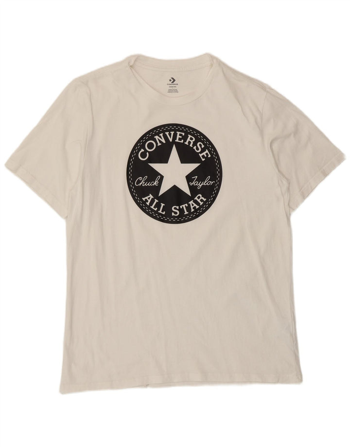 T-shirt grafica da uomo Converse Top grande in cotone bianco