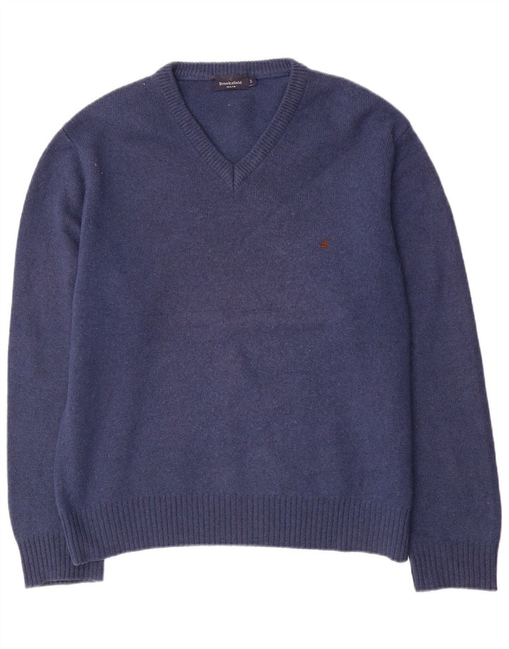 Maglione da uomo con scollo a V Brooksfield IT 54 XL Lana blu navy