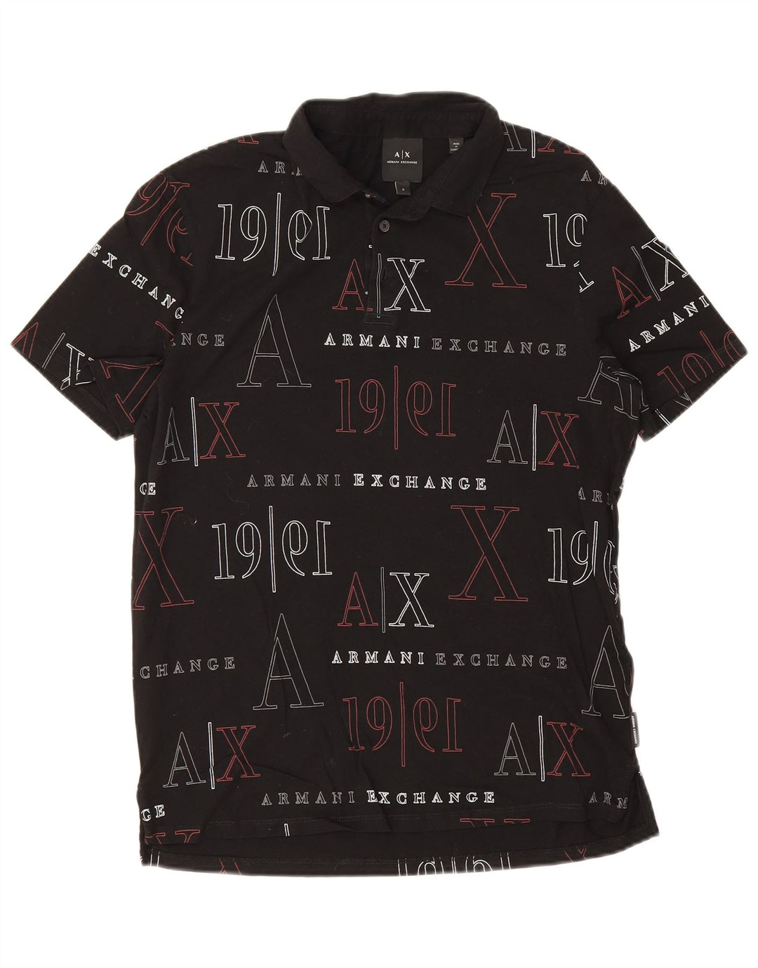 Polo grafica da uomo Armani Exchange piccola in cotone nero