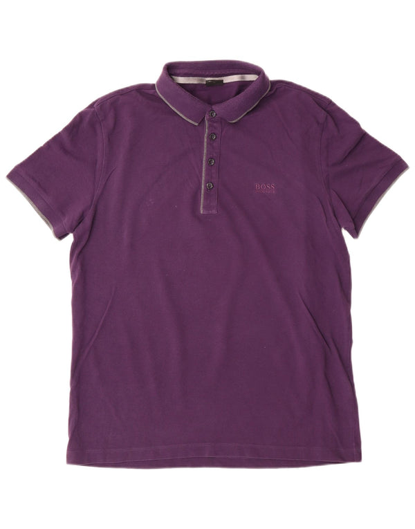 Polo Hugo Boss da uomo con vestibilità regolare, grande, in cotone viola