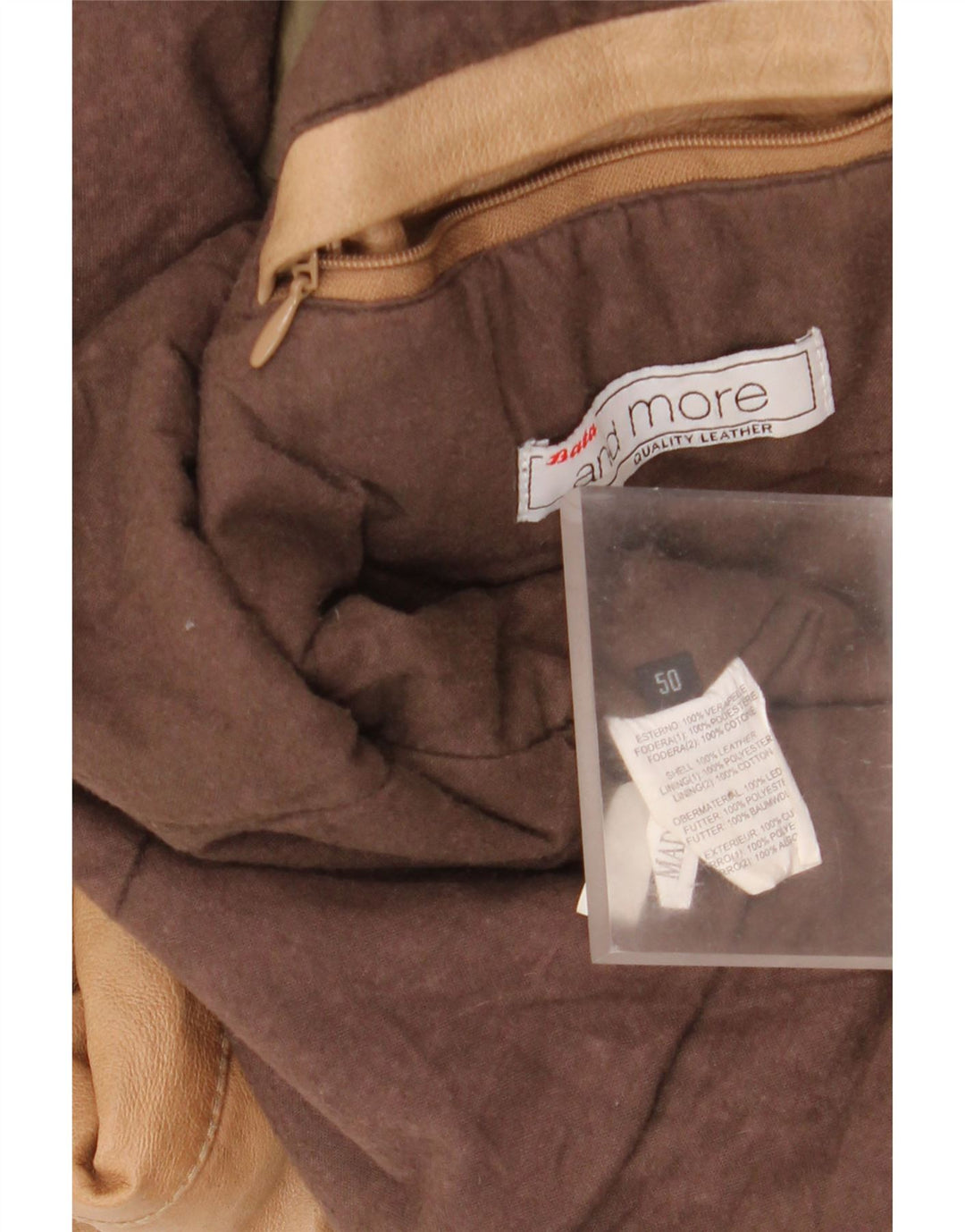 Giacca in pelle da uomo con cappuccio Bata IT 50 Large in pelle beige