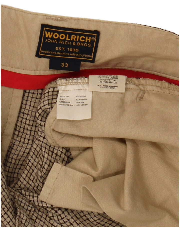 Gonna dritta da donna Woolrich W33 lino a quadri beige grande