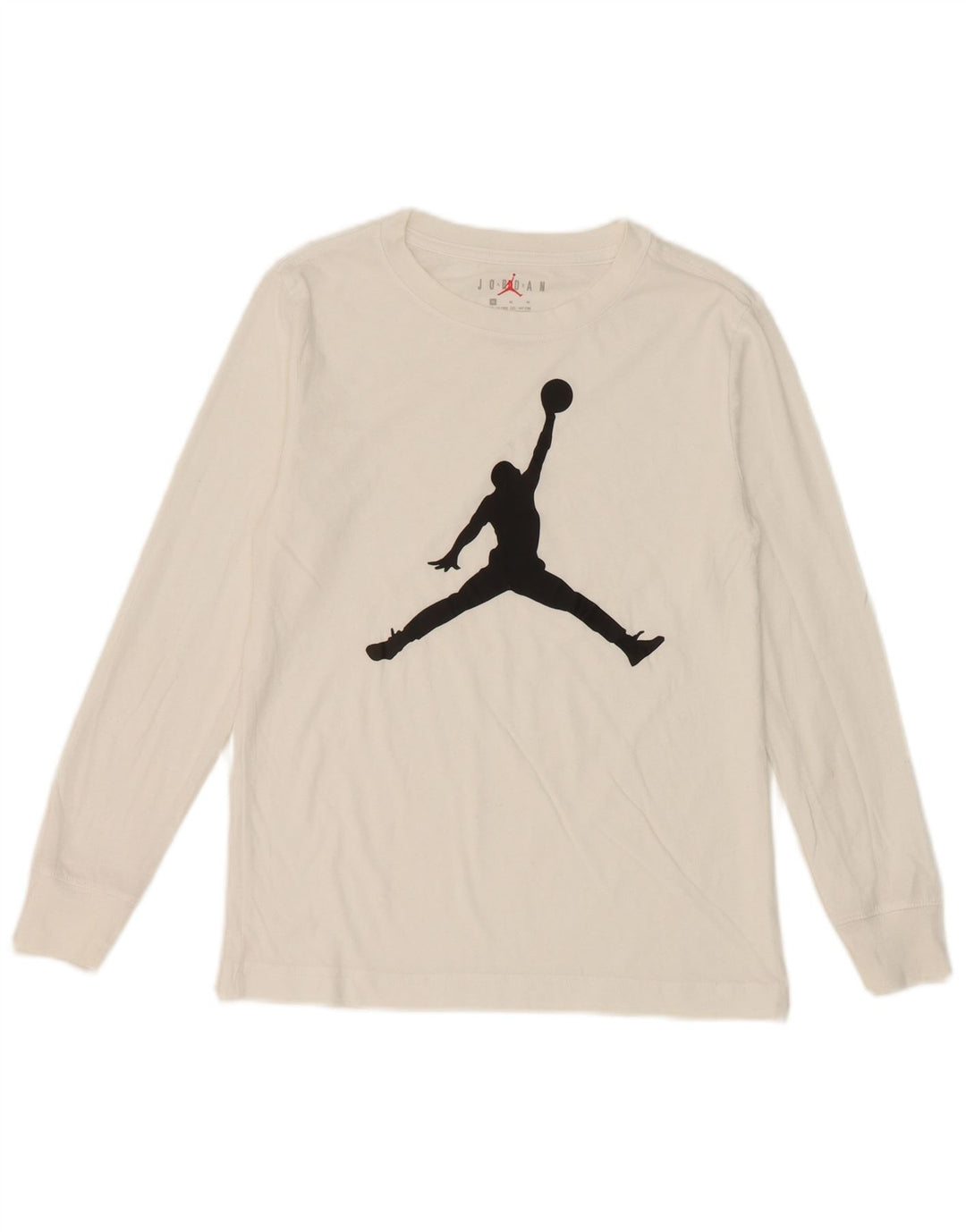 Top grafico Jordan da ragazzo a manica lunga 10-11 anni in cotone bianco medio