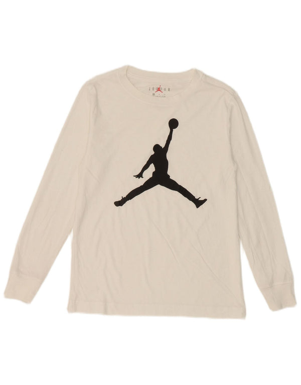 Top grafico Jordan da ragazzo a manica lunga 10-11 anni in cotone bianco medio