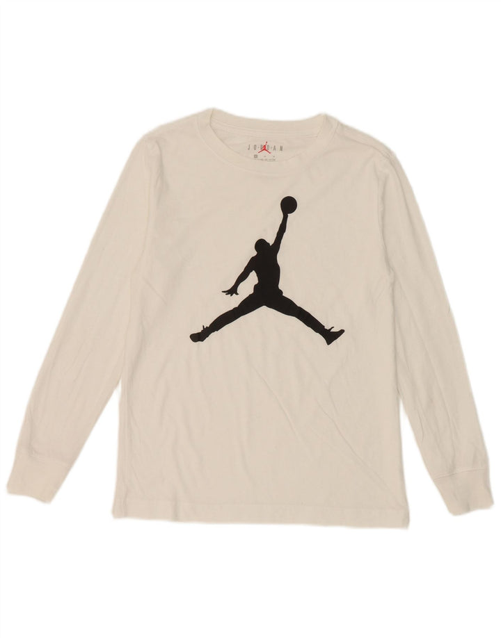 Top grafico Jordan da ragazzo a manica lunga 10-11 anni in cotone bianco medio