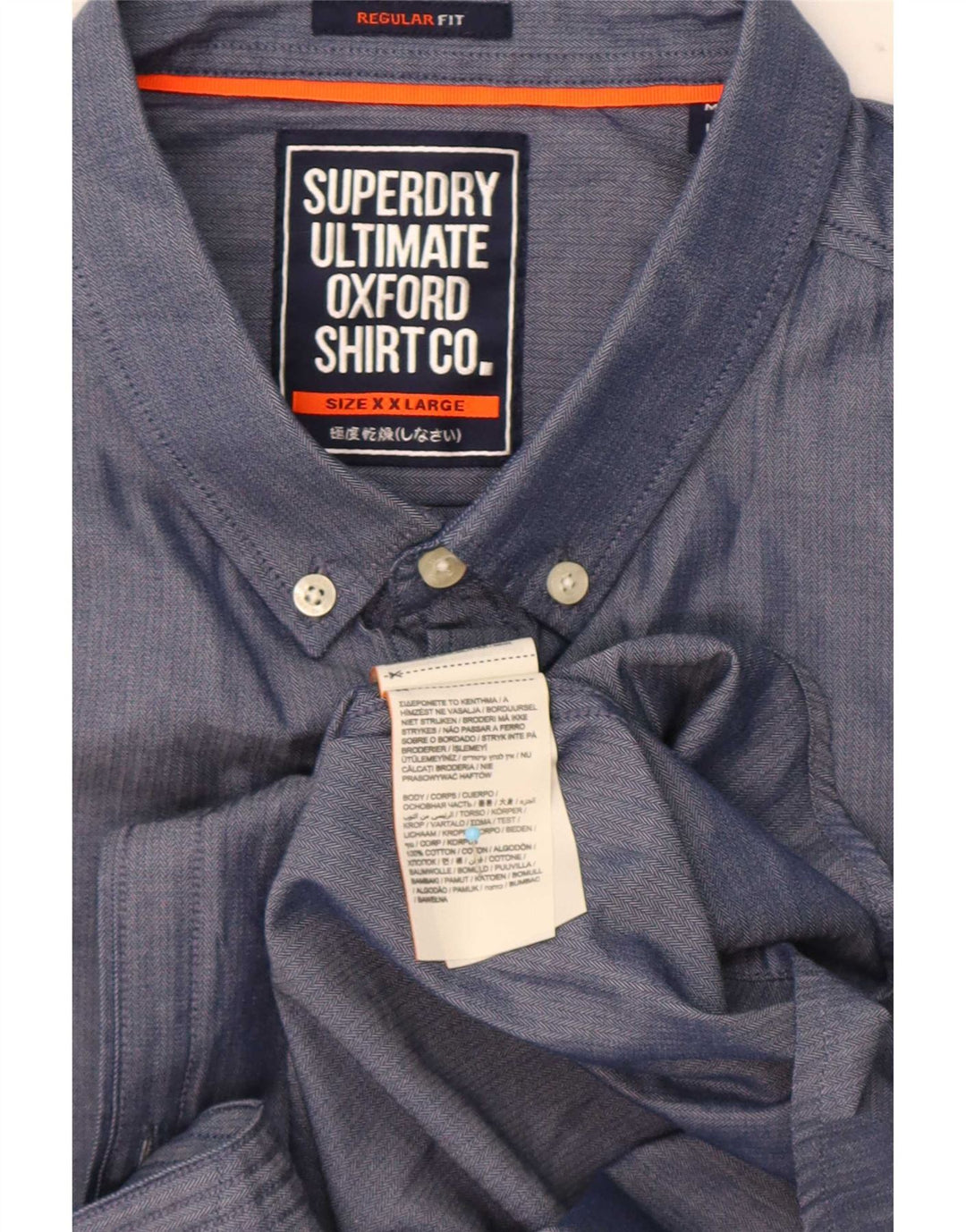Camicia da uomo a maniche corte Regular Fit Superdry 2XL in cotone blu