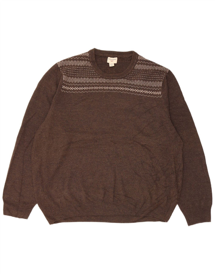 Maglione maglione girocollo da uomo Dockers XL marrone acrilico Fair Isle