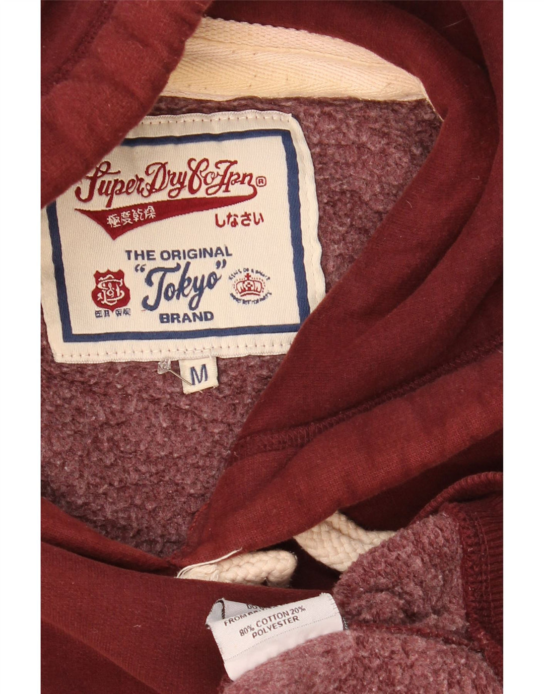 Maglione con cappuccio da uomo Superdry in cotone bordeaux medio