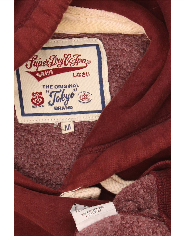 Maglione con cappuccio da uomo Superdry in cotone bordeaux medio