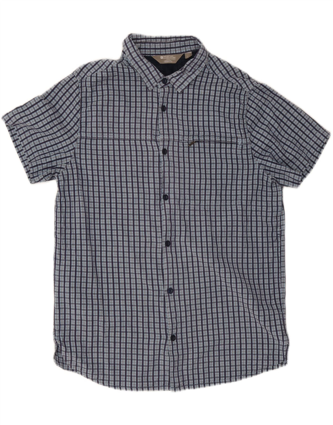 Camicia a maniche corte da uomo Mountain Warehouse Large in cotone a quadri blu navy