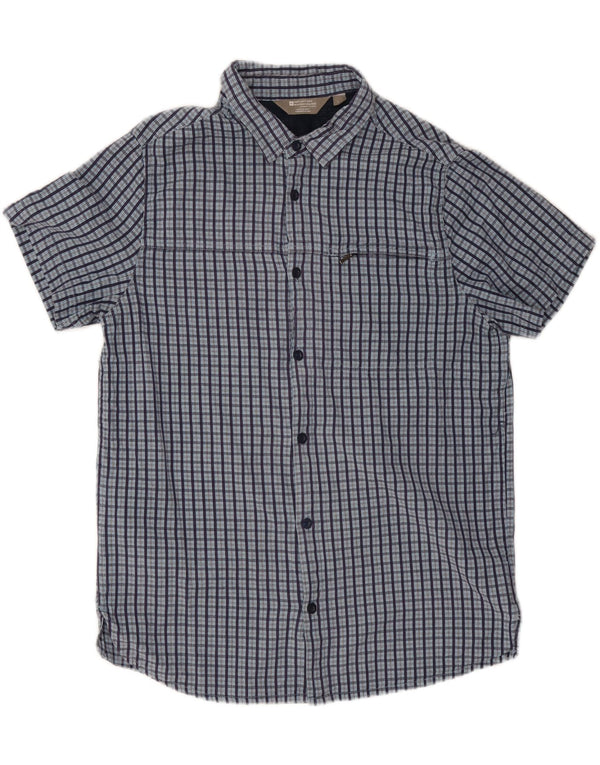 Camicia a maniche corte da uomo Mountain Warehouse Large in cotone a quadri blu navy