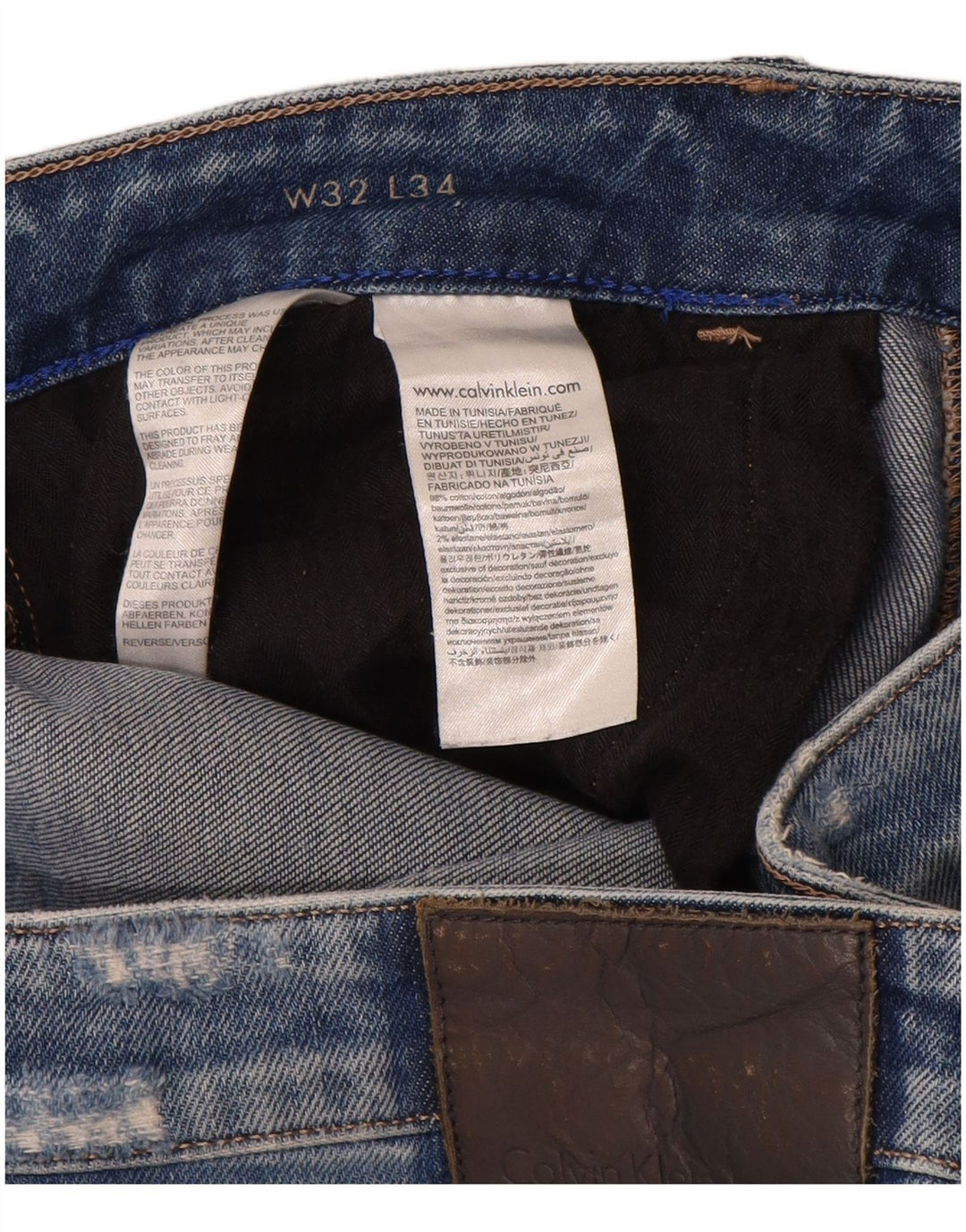Jeans slim invecchiati da uomo Calvin Klein W32 L34 cotone blu