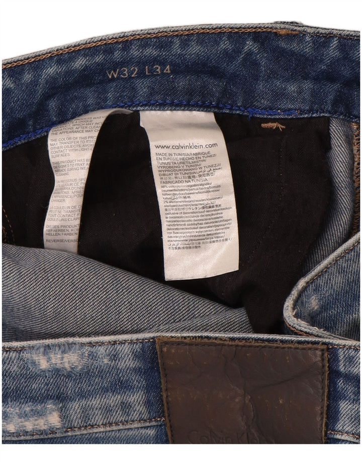 Jeans slim invecchiati da uomo Calvin Klein W32 L34 cotone blu
