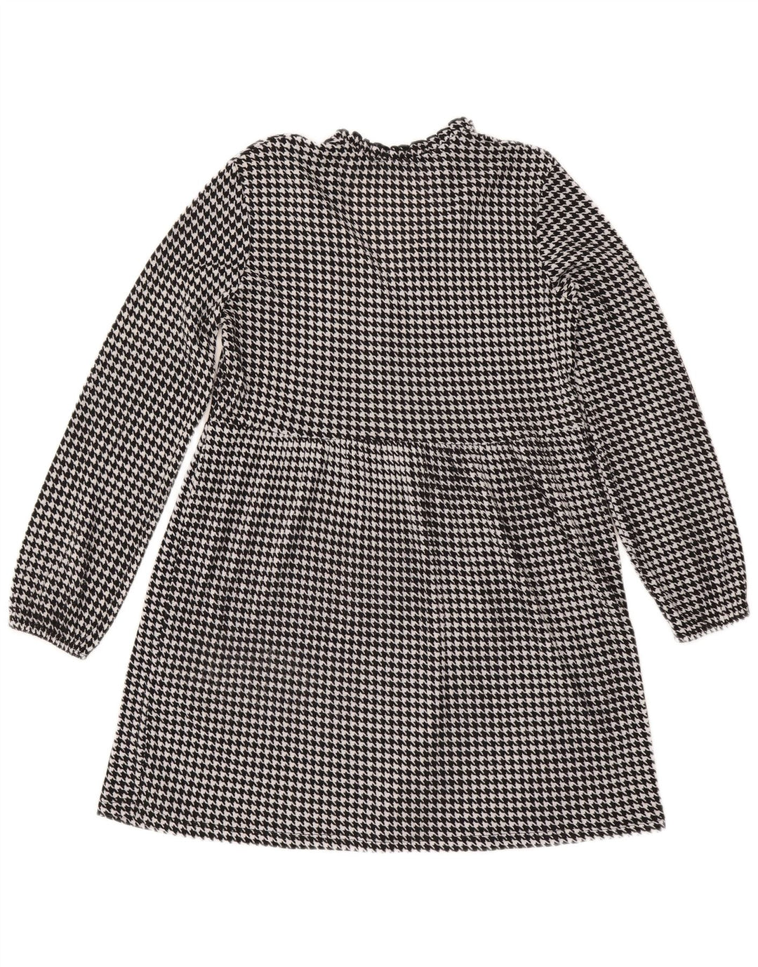 Abito a trapezio a maniche lunghe da donna Zara UK 14 medio pied de poule nero