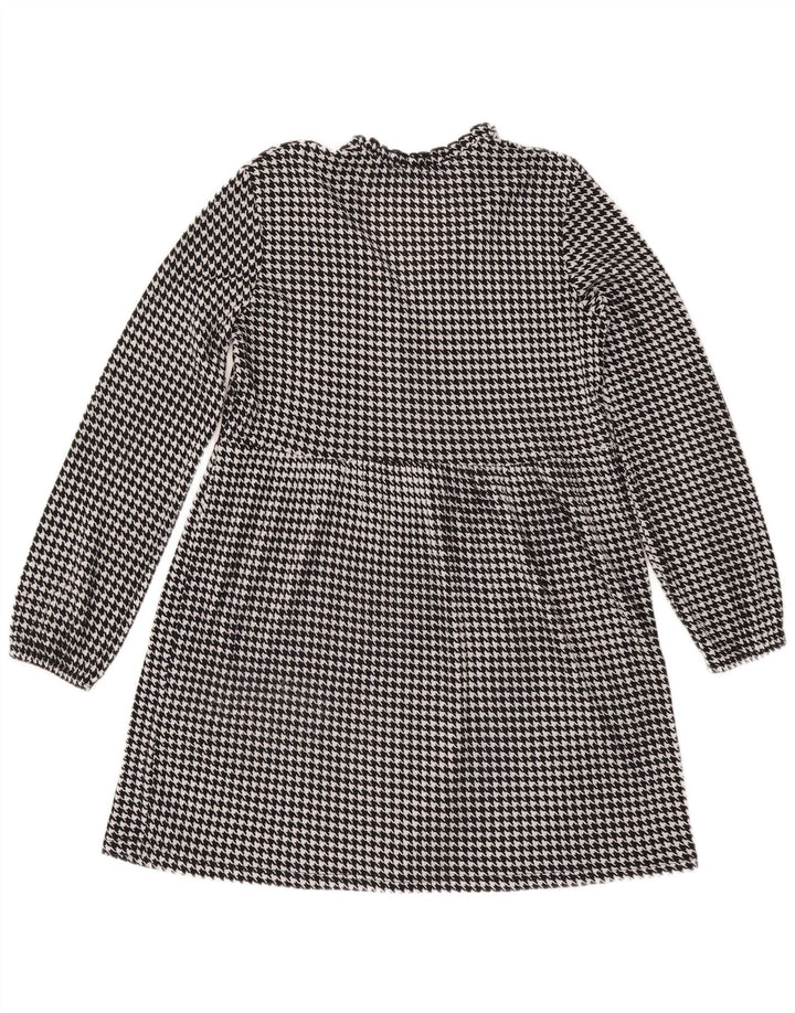 Abito a trapezio a maniche lunghe da donna Zara UK 14 medio pied de poule nero