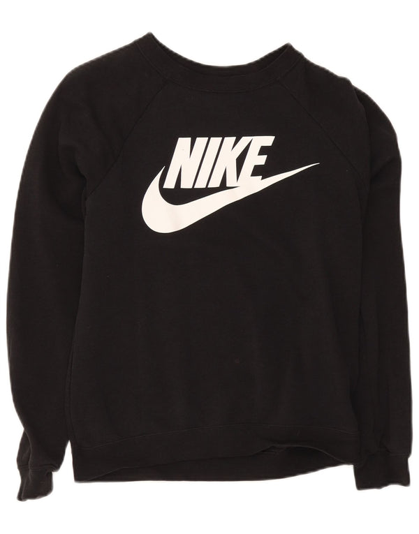 Felpa oversize con grafica Nike da donna UK 6 XS cotone nero