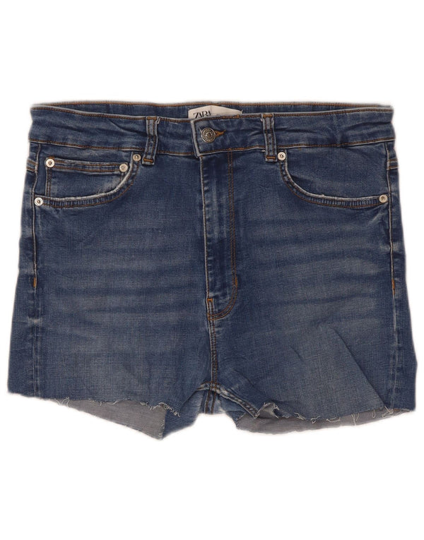 Pantaloncini di jeans skinny a vita alta da donna Zara EU 44 XL W34 Blu