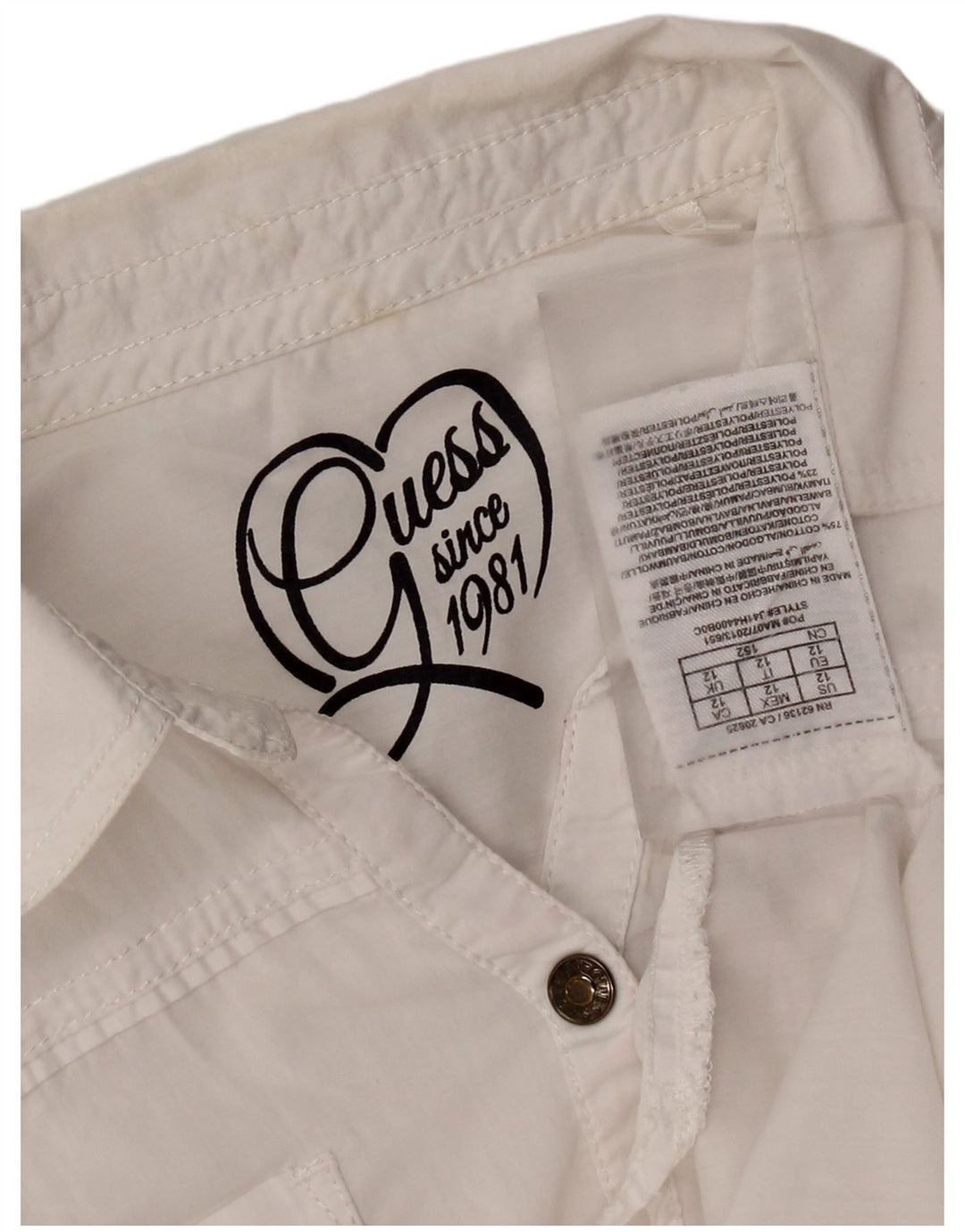 Camicia Guess Bambina 11-12 Anni Cotone Bianca