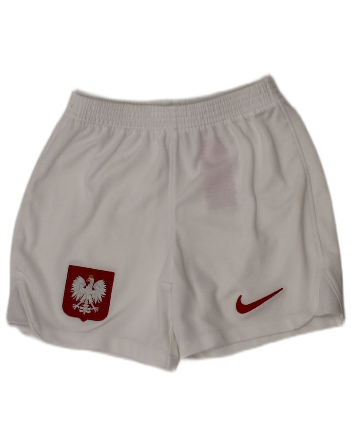Pantaloncini sportivi Nike da ragazzo con grafica 5-6 anni, poliestere bianco medio