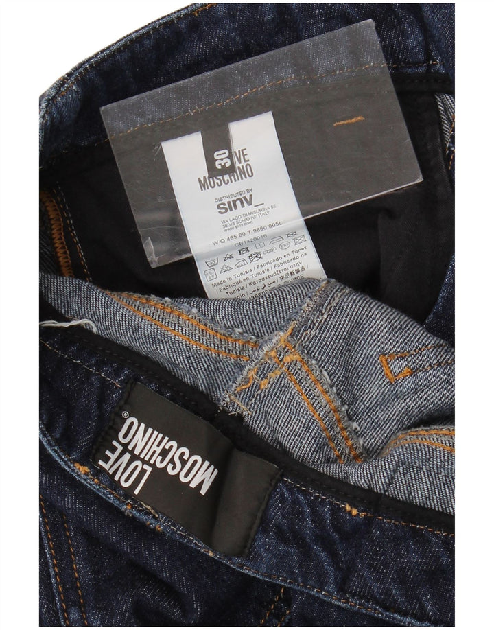 Jeans dritti da donna MOSCHINO W30 L28 cotone blu navy