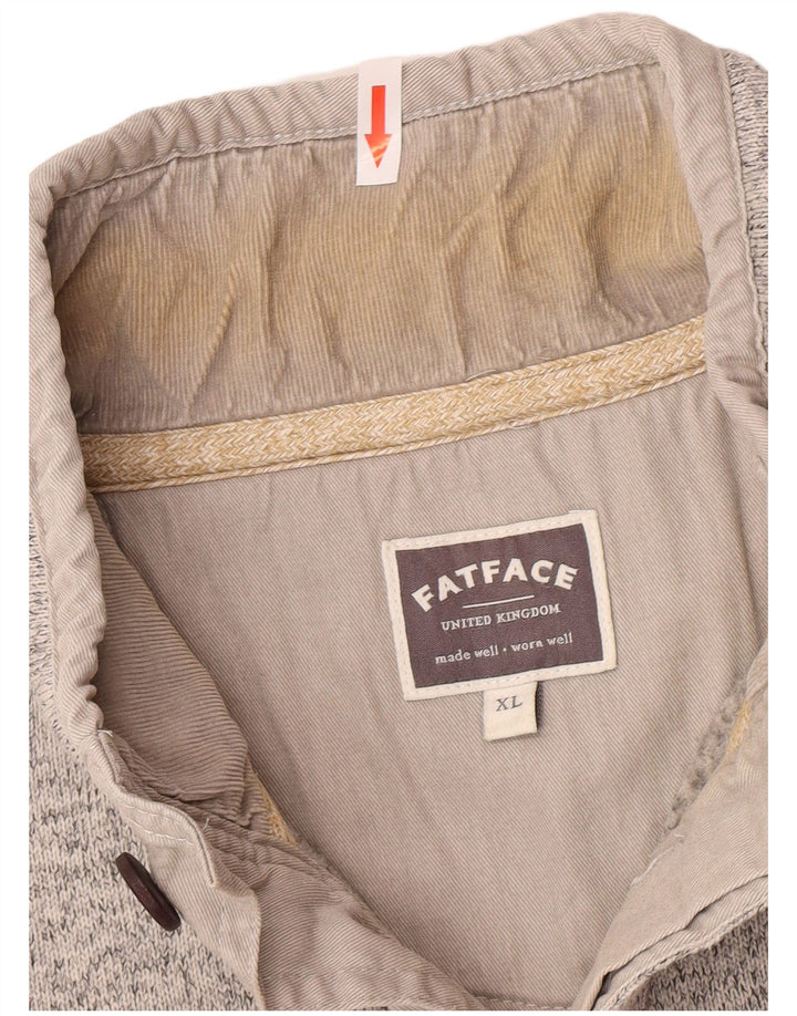 Felpa da uomo con collo abbottonato Fat Face Maglione XL Poliestere chiazzato grigio