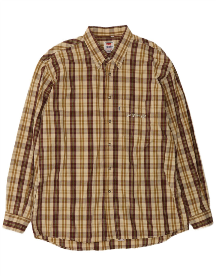Camicia da uomo LEVI'S XL in cotone a quadri beige