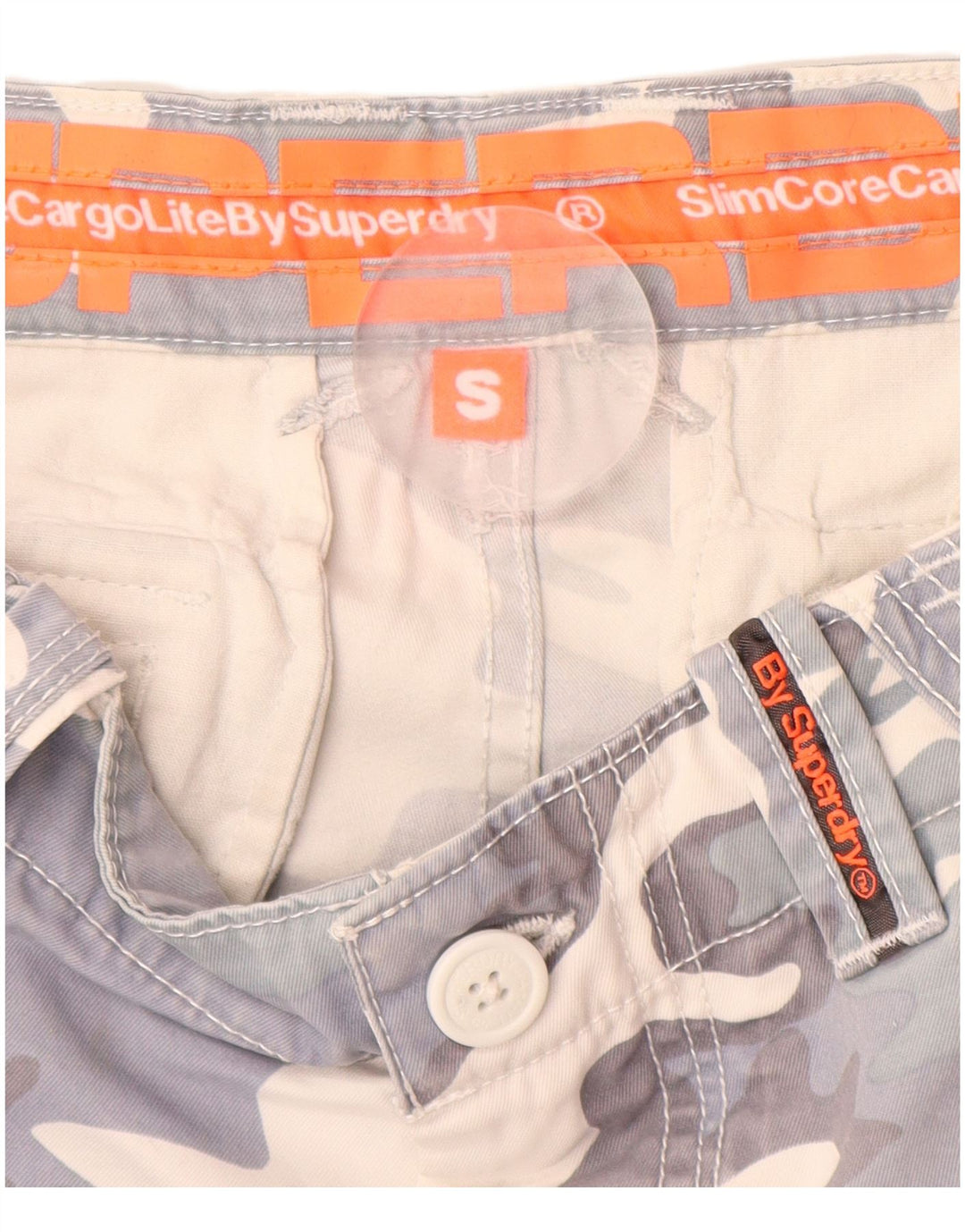 Pantaloncini cargo da uomo SUPERDRY piccoli W32 in cotone mimetico grigio
