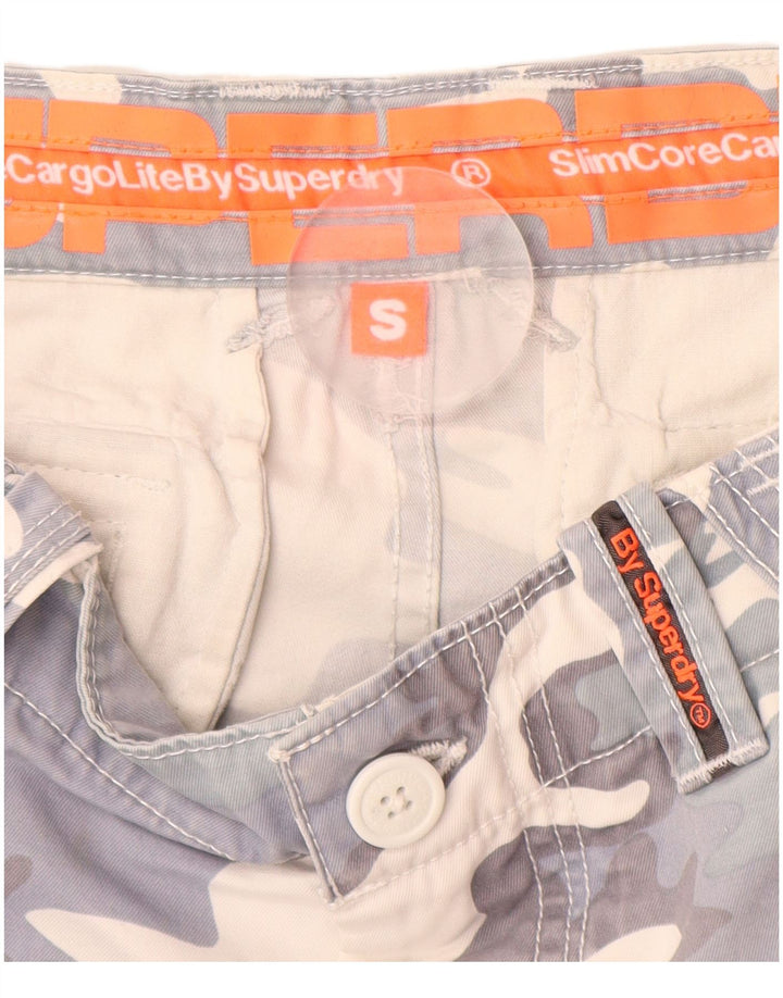 Pantaloncini cargo da uomo SUPERDRY piccoli W32 in cotone mimetico grigio
