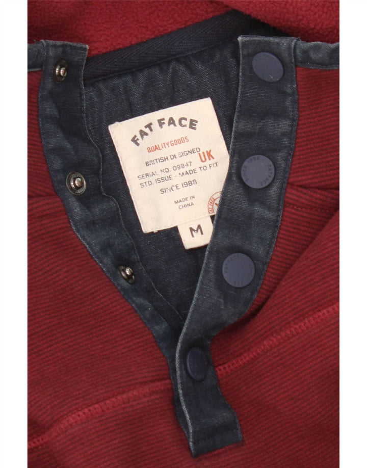 Felpa da uomo con collo abbottonato Fat Face Maglione medio bordeaux gessato