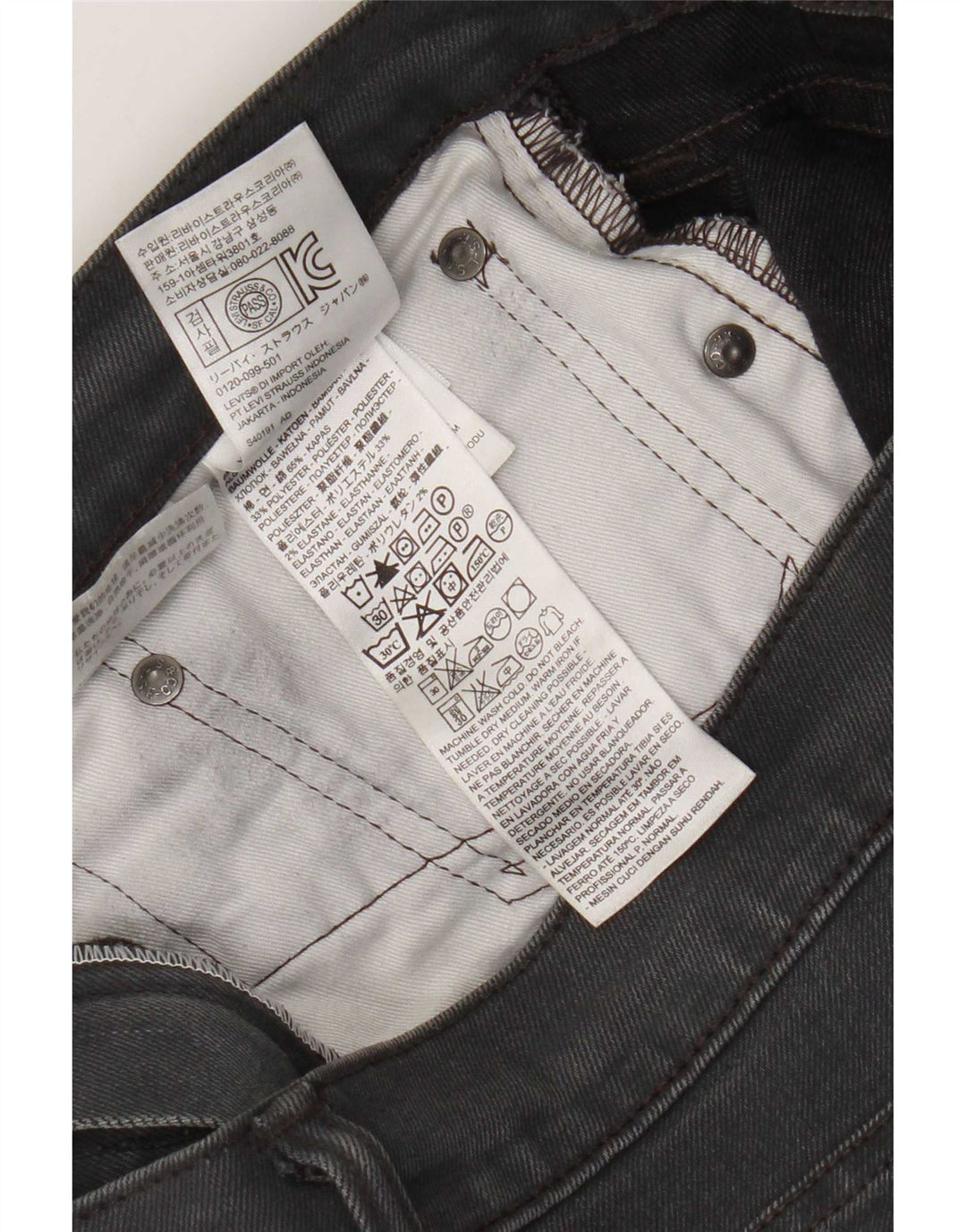 Jeans slim da uomo Levi's W34 L32 cotone grigio