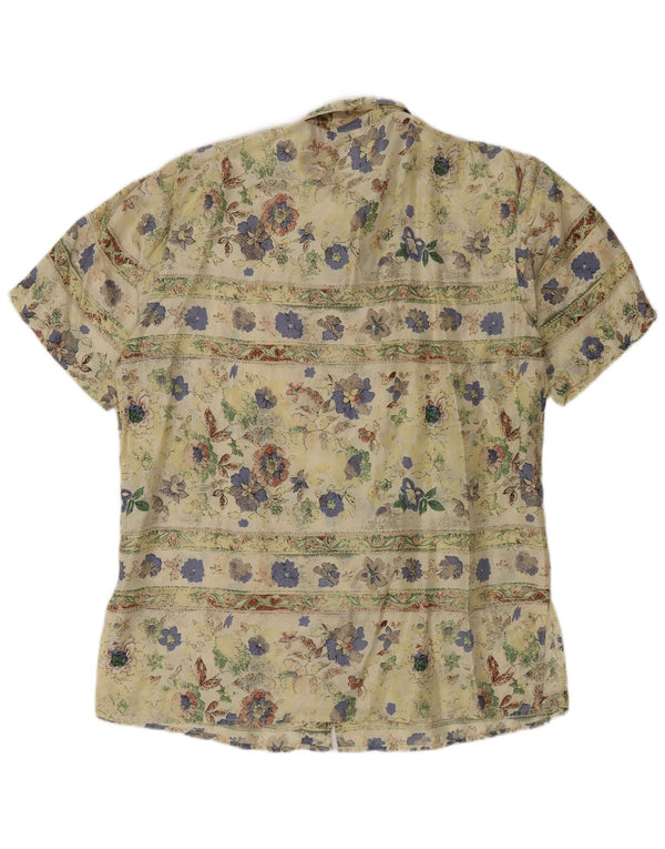 Camicetta camicia a maniche corte da donna vintage EU 40 Seta floreale verde medio