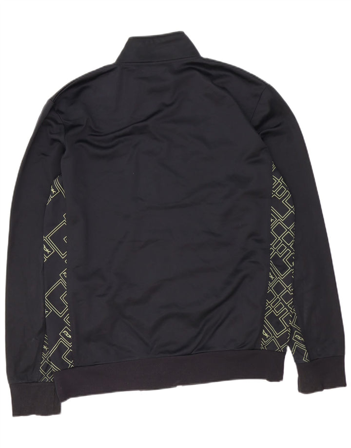 REEBOK Giacca da tuta grafica da uomo in poliestere geometrico nero medio