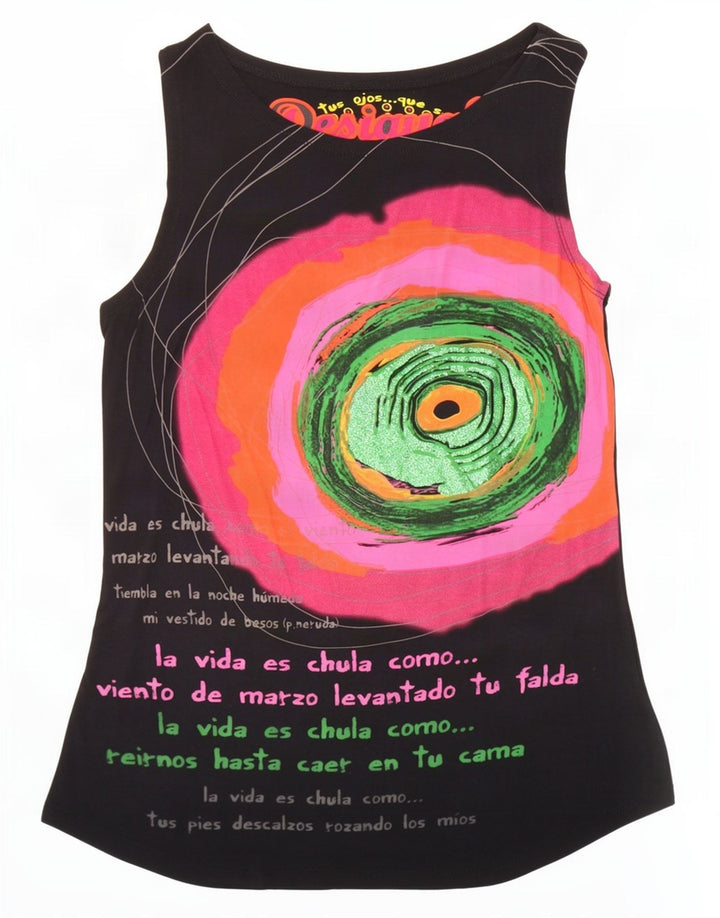 Desigual Gilet grafico da donna Top UK 14 Large Nero
