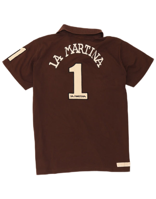 Polo grafica da uomo La Martina 2XL cotone marrone