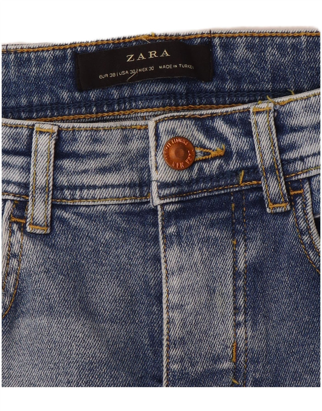Jeans slim invecchiati da uomo Zara EU 38 Small W30 L28 Blue Colourblock
