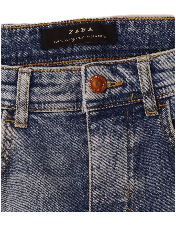 Jeans slim invecchiati da uomo Zara EU 38 Small W30 L28 Blue Colourblock