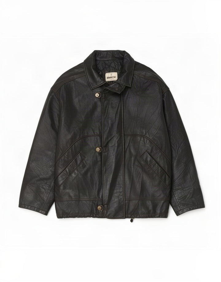 Giacca in pelle da uomo vestibilità ampia Braschi UK 38 Marrone medio