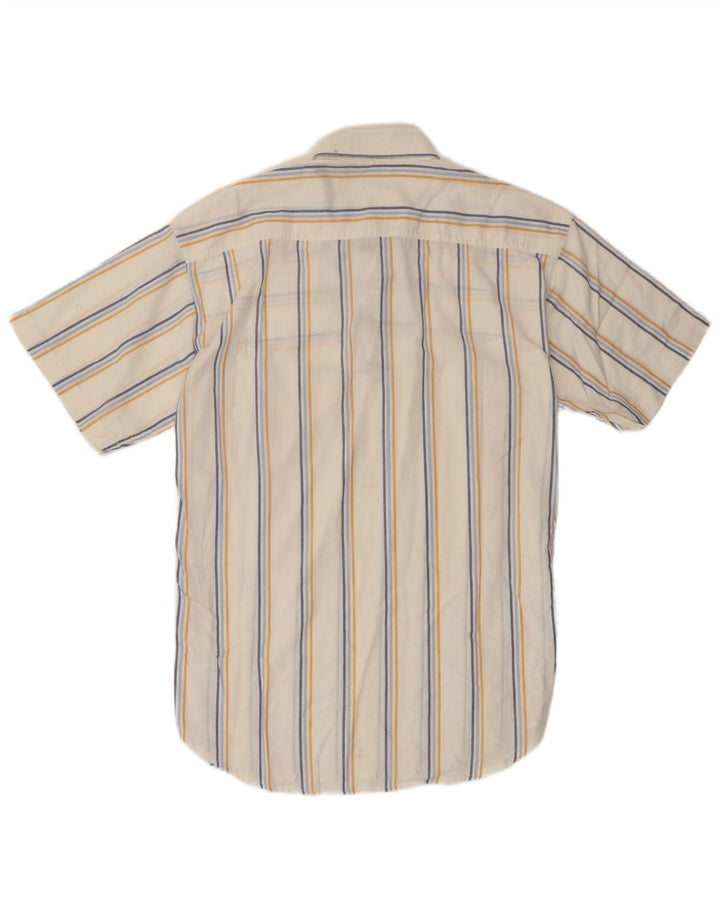 Camicia pullover vintage da uomo a maniche corte a righe bianche medie