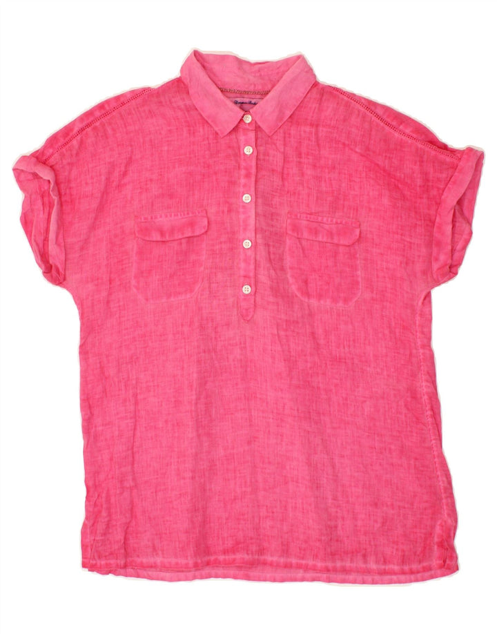 TOMMY BAHAMA Womens Short Sleeve Pullover Shirt UK 10 Small Pink Vintage Tommy Bahama and Second-Hand Tommy Bahama from Messina Hembry 