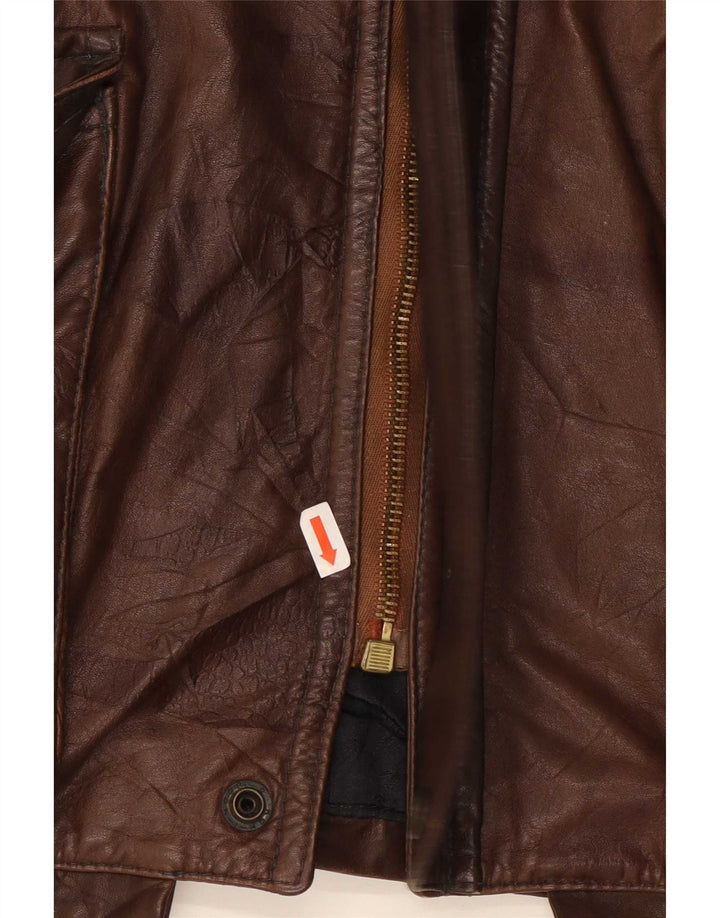 Giacca in pelle vintage da uomo UK 42 XL Marrone