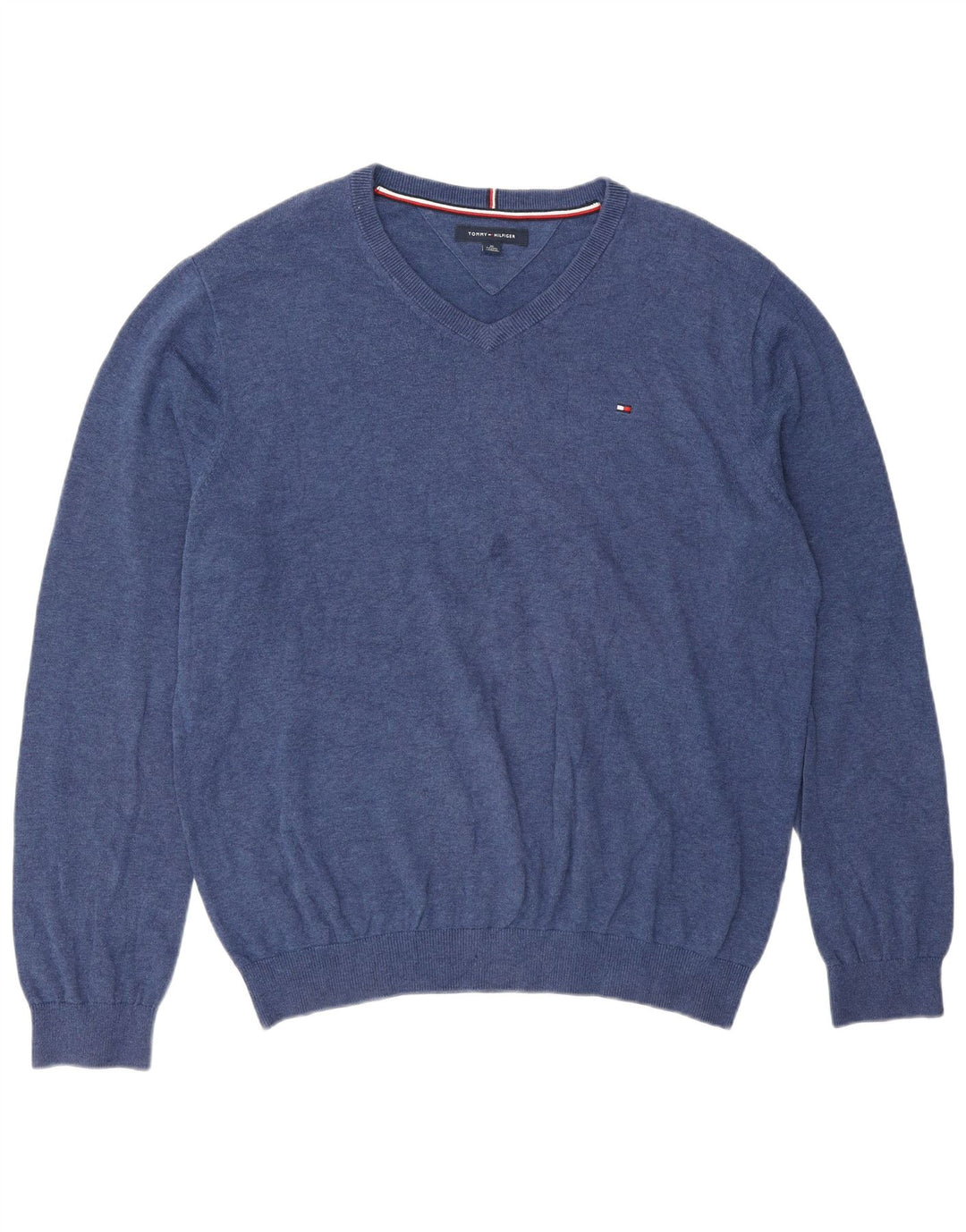 Maglione maglione con scollo a V da uomo Tommy Hilfiger XL blu classico