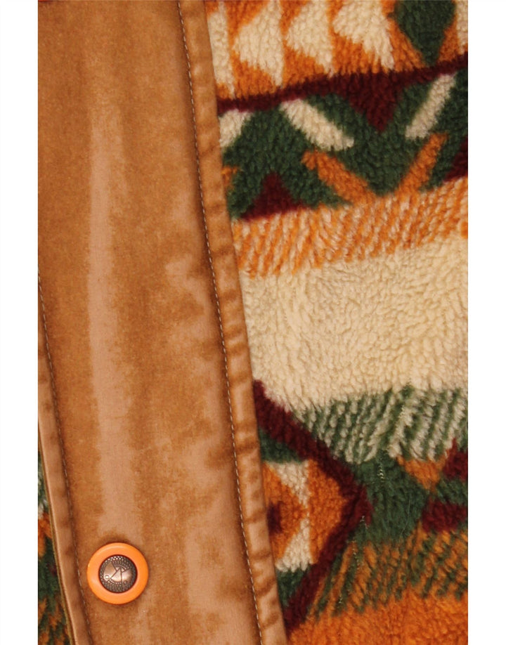 Giacca in pile da uomo WAMPUM UK 40 grande marrone geometrico