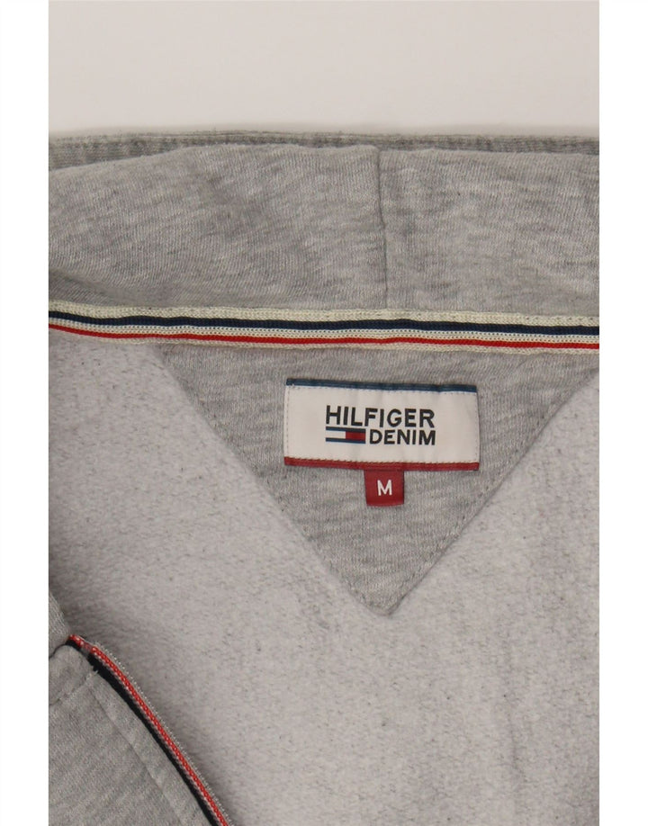 TOMMY HILFIGER Mens Graphic Zip Hoodie Sweater Medium Grey Cotton Vintage Tommy Hilfiger and Second-Hand Tommy Hilfiger from Messina Hembry 