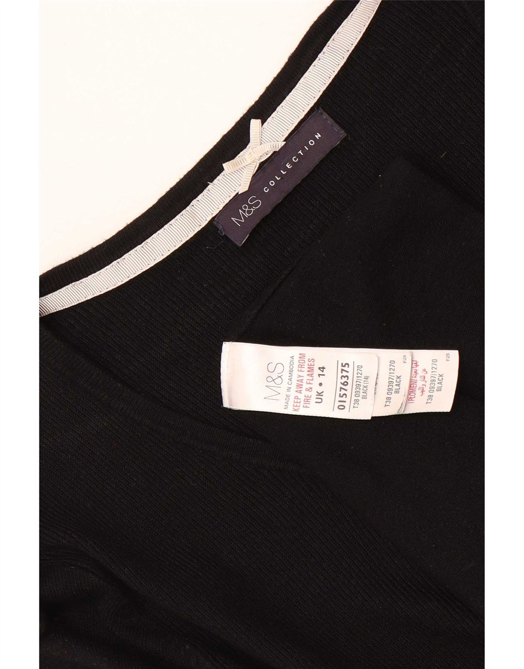 Top tunica manica 3/4 da donna Marks & Spencer UK 14 viscosa nera media