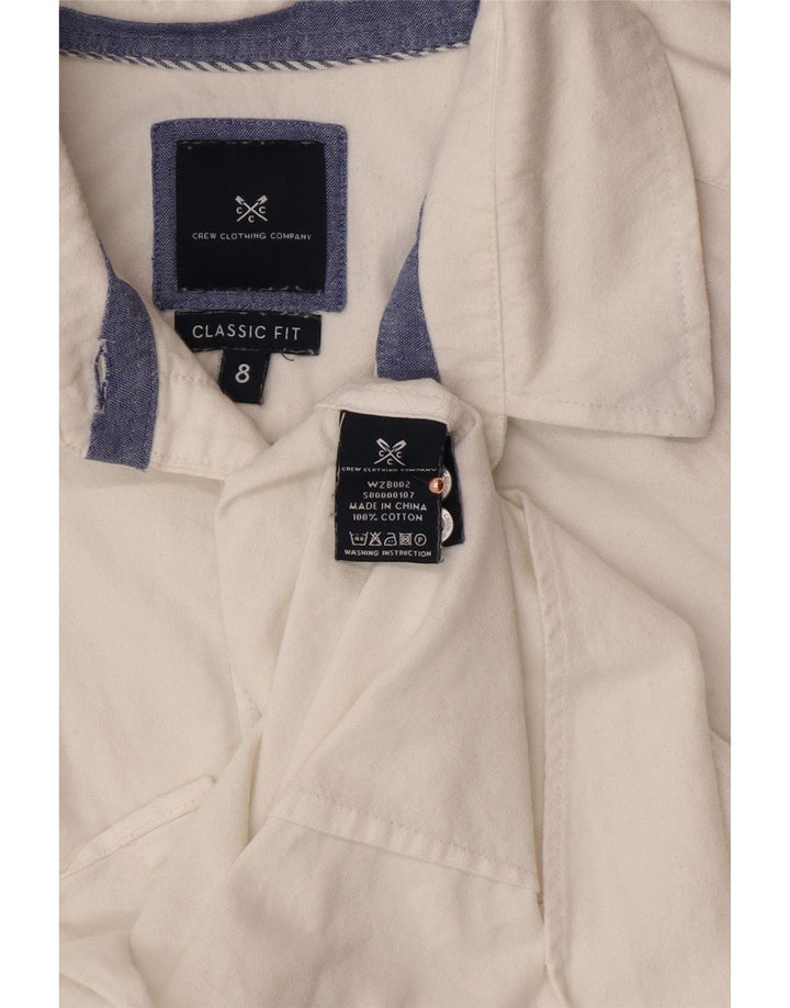 CREW CLOTHING Camicia da donna dalla vestibilità classica UK 8 piccola in cotone bianco