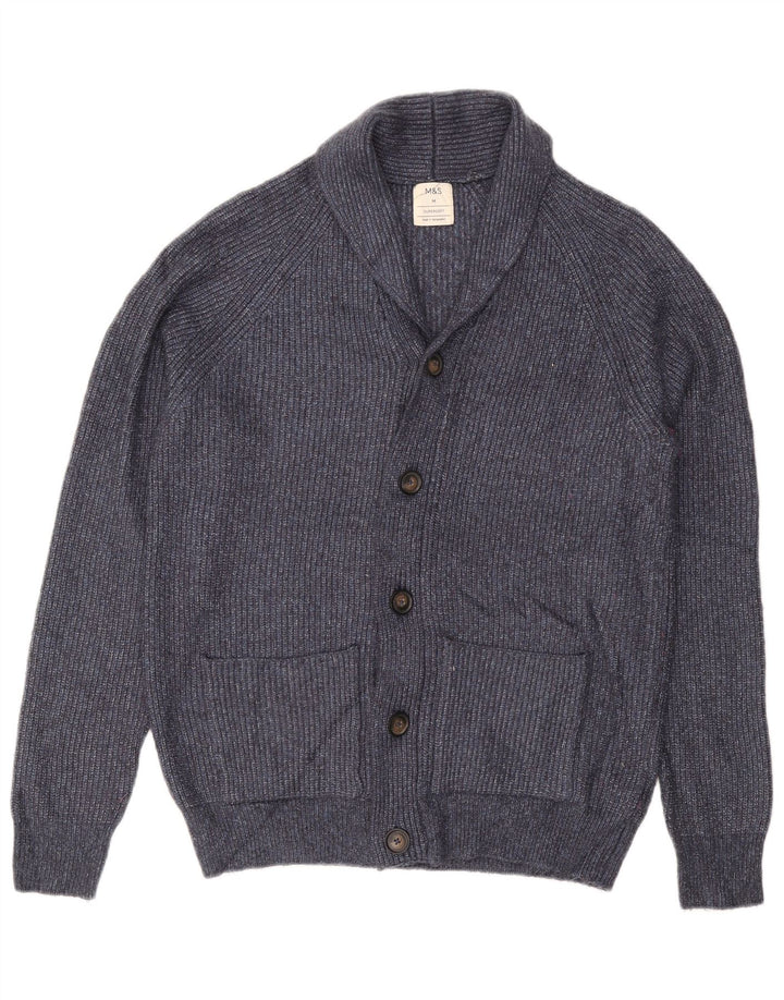 Maglione cardigan da uomo Marks & Spencer medio blu navy in poliammide
